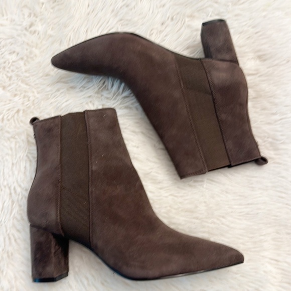 NEW $175 Calvin Klein Feli Brown Suede Chelsea heel boot women size 8 - Picture 3 of 6